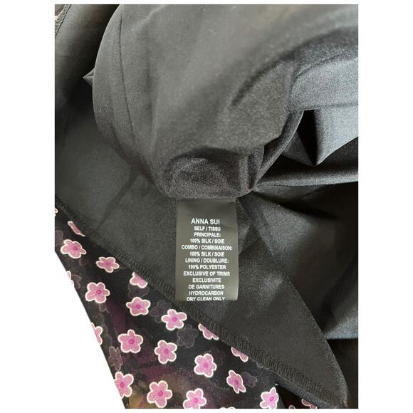 Free People Anna Sui 100% Silk Black Lattice Dress Tumbling Pines Kaftan S NWT - Picture 9 of 13